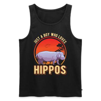 Juste un garçon qui aime Hippo Hippo Hippo Hippo Hippo Hippo - Débardeur bio Premium Homme - noir - Devant - Michal (187cm)