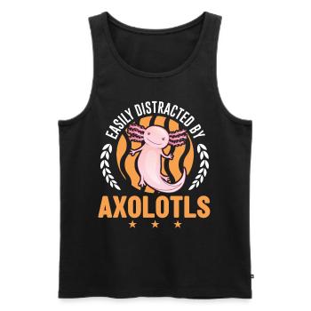 Easily distracted by Axolotls Tail Luch - Men's Premium Organic Tank Top - black - Front - Michal (187cm)