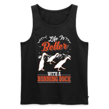 Life is better with a Running Duck Laufente - Men's Premium Organic Tank Top - black - Front - Michal (187cm)