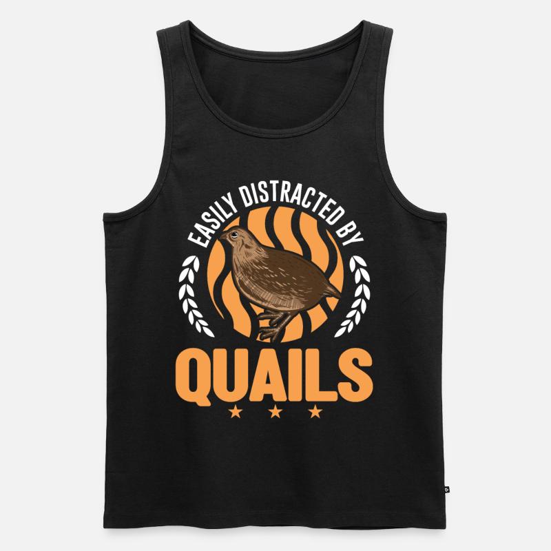 Easily distracted by Quails - Männer Premium Bio Tank Top - Schwarz