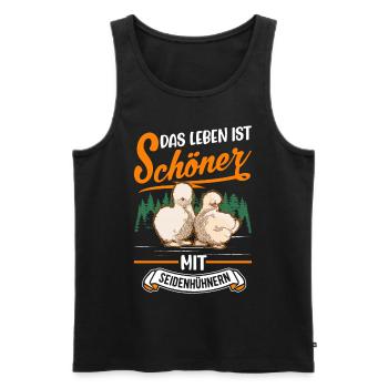 Das Leben ist schöner mit Seidenhühnern - Männer Premium Bio Tank Top - Schwarz - Vorne - Michal (187cm)