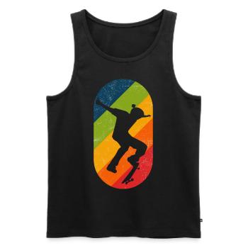 Skateboard Retro Kickflip Distressed - Männer Premium Bio Tank Top - Schwarz - Vorne - AI Model Male 178 light (178cm)