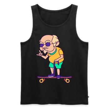 Skateboard Opa Cooler Großvater Auf Longboard - Männer Premium Bio Tank Top - Schwarz - Vorne - AI Model Male 178 light (178cm)