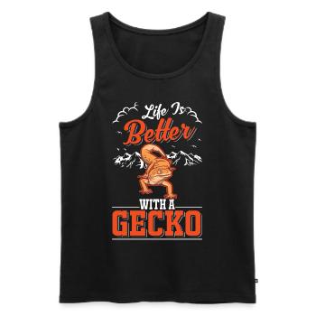 Life is better with a Gecko Leopardgecko - Männer Premium Bio Tank Top - Schwarz - Vorne - Michal (187cm)