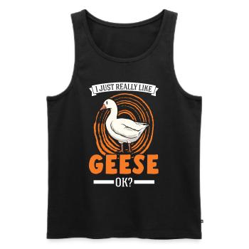 I just really like Geese Gänsezüchter Gänse - Männer Premium Bio Tank Top - Schwarz - Vorne - Michal (187cm)