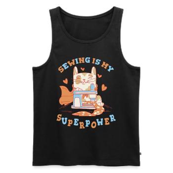 Sewing Cat Sewing Machine Sewing Is My Superpower - Men's Premium Organic Tank Top - black - Front - Michal (187cm)
