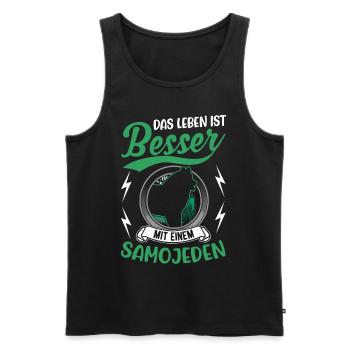 Das Leben ist besser mit einem Samojeden - Männer Premium Bio Tank Top - Schwarz - Vorne - Michal (187cm)