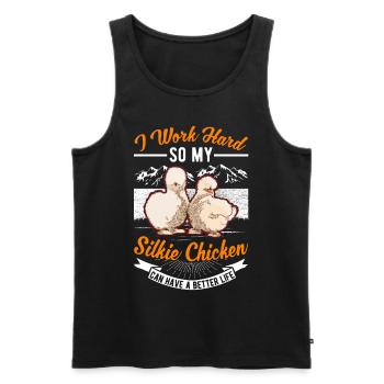 Silk Chicken Retraité Silkie Chicken Grand-père - Débardeur bio Premium Homme - noir - Devant - Michal (187cm)