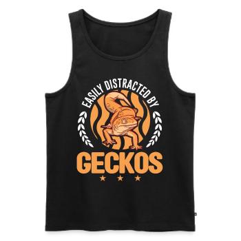 Easily distracted by Geckos Leopardgecko - Männer Premium Bio Tank Top - Schwarz - Vorne - Michal (187cm)