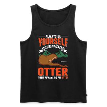 Otter Fischotter Seeotter - Männer Premium Bio Tank Top - Schwarz - Vorne - Michal (187cm)