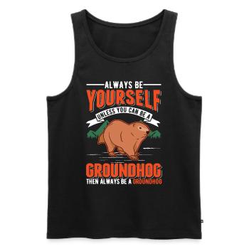 Murmeltier Groundhog Marmot Waldmurmeltier - Männer Premium Bio Tank Top - Schwarz - Vorne - AI Model Male 178 light (178cm)