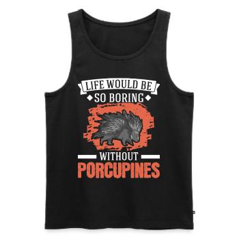 Porcupine Gift Porcupine - Men's Premium Organic Tank Top - black - Front - Michal (187cm)