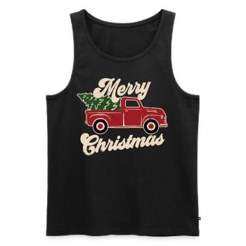 Christmas Groovy Xmas Tree Truck - Merry Christmas - Männer Premium Bio Tank Top - Schwarz - Vorne - Michal (187cm)