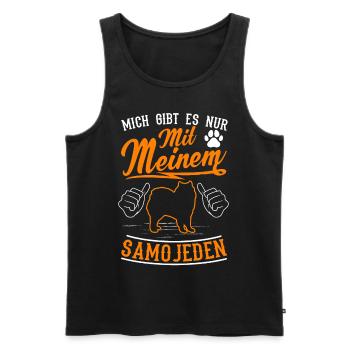 Mich gibt es nur mit meinem Samojeden - Männer Premium Bio Tank Top - Schwarz - Vorne - Michal (187cm)