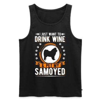 Samoyèdes et chiens de traîneau à vin Samoyèdes - Débardeur bio Premium Homme - noir - Devant - Michal (187cm)