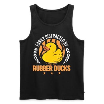 Facilement distrait par Rubber Ducks Rubber Duck - Débardeur bio Premium Homme - noir - Devant - Michal (187cm)