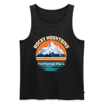 Nationalpark Rocky Mountains Wandern Camping Color - Männer Premium Bio Tank Top - Schwarz - Vorne - AI Model Male 178 light (178cm)