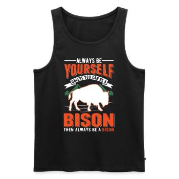 Buffalo Cadeau Bison Buffallo Eau Buffle - Débardeur bio Premium Homme - noir - Devant - Michal (187cm)