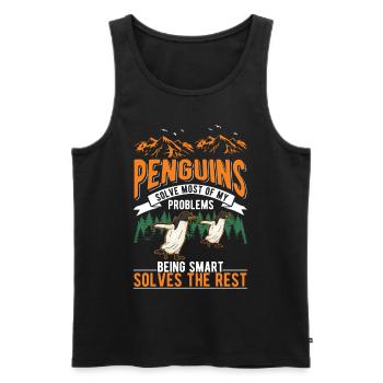 Penguin Gift Penguin - Men's Premium Organic Tank Top - black - Front - AI Model Male 178 light (178cm)