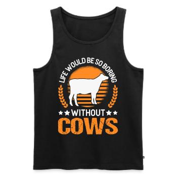 La vie serait si ennuyeuse sans Cows Kuh - Débardeur bio Premium Homme - noir - Devant - Michal (187cm)