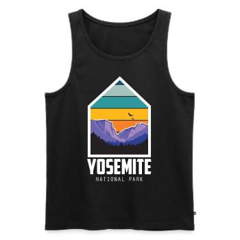 Parc national Heartbeat Yosemite California Souve - Débardeur bio Premium Homme - noir - Devant - AI Model Male 178 light (178cm)
