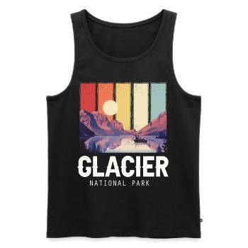 Glacier National Park Souvenir Montana Lac et Montagne - Débardeur bio Premium Homme - noir - Devant - Michal (187cm)