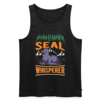 Seal Whisperer Sea Lion Seal - Men's Premium Organic Tank Top - black - Front - AI Model Male 178 light (178cm)