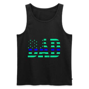 Policeman Father's Day Dad USA Flag - Men's Premium Organic Tank Top - black - Front - AI Model Male 178 light (178cm)