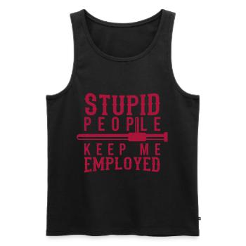 Policeman Saying Funny Stupid People Keep Me - Men's Premium Organic Tank Top - black - Front - AI Model Male 178 light (178cm)