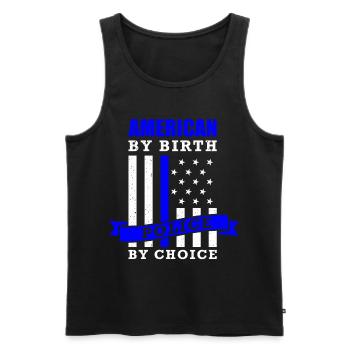 Policeman Saying American By Birth Police By Choice - Men's Premium Organic Tank Top - black - Front - AI Model Male 178 light (178cm)