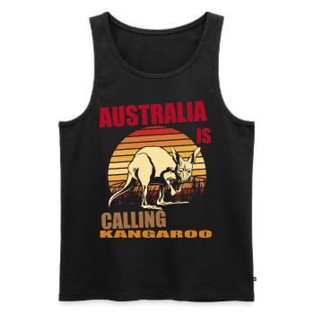 Kangaroo Retro Australia Calling Outback - Men's Premium Organic Tank Top - black - Front - AI Model Male 178 light (178cm)