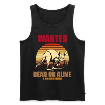 Kangaroo Wanted Australia Souvenir Outback - Men's Premium Organic Tank Top - black - Front - AI Model Male 178 light (178cm)