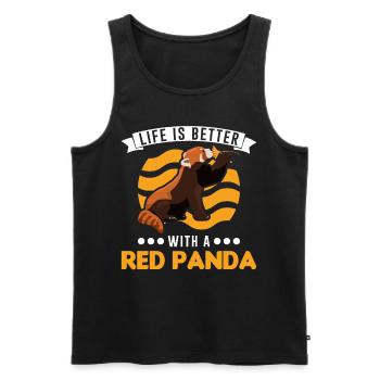 La vie est meilleure avec un panda roux roter panda - Débardeur bio Premium Homme - noir - Devant - Michal (187cm)