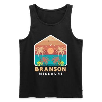 Branson Vacances Missouri Camping Voyage Randonnée Nat - Débardeur bio Premium Homme - noir - Devant - AI Model Male 178 light (178cm)