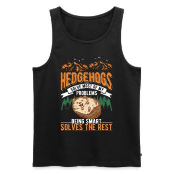 Hedgehog Gift Goose Gel - Men's Premium Organic Tank Top - black - Front - Michal (187cm)