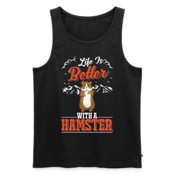 La vie est meilleure avec un Hamster Hamster Golden Hamster Hamster - Débardeur bio Premium Homme - noir - Devant - AI Model Male 178 light (178cm)