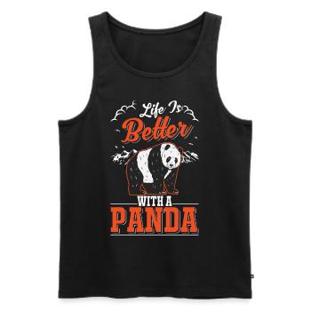 Life is better with a Panda - Men's Premium Organic Tank Top - black - Front - Michal (187cm)