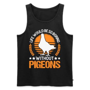 Pigeon Cadeau Pigeon Colombier Plus Chic Pigeon Voyageur - Débardeur bio Premium Homme - noir - Devant - Michal (187cm)