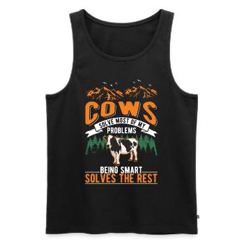 Cow Gift Farmer Cattle Breeder Vaches - Débardeur bio Premium Homme - noir - Devant - Michal (187cm)