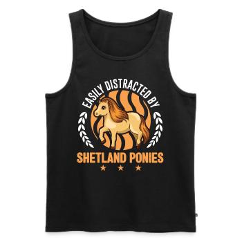 Easily distracted by Shetland Ponies Shetty - Männer Premium Bio Tank Top - Schwarz - Vorne - AI Model Male 178 light (178cm)