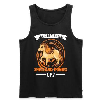 I just really like Shetland Ponies Shetty - Männer Premium Bio Tank Top - Schwarz - Vorne - AI Model Male 178 light (178cm)