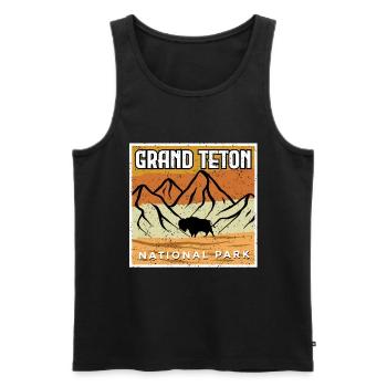 Montagnes du parc national de Grand Teton Buffalo Wyoming - Débardeur bio Premium Homme - noir - Devant - Michal (187cm)
