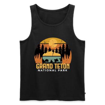 Parc national de Grand Teton Camping Wyoming Buffalo - Débardeur bio Premium Homme - noir - Devant - Michal (187cm)