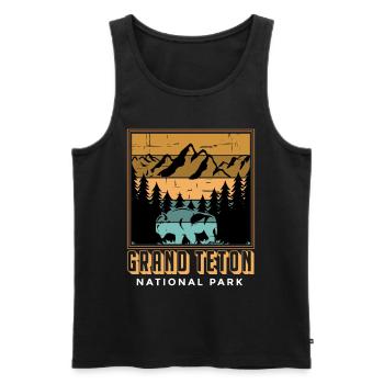 Parc national Buffalo Grand Teton Mountain Camping Souve - Débardeur bio Premium Homme - noir - Devant - Michal (187cm)