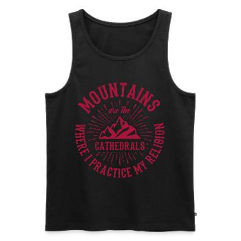 Mountaineering Sayings Mountains Are The Cathedrals - Men's Premium Organic Tank Top - black - Front - Michal (187cm)