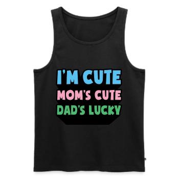 Maman Papa Bébé Je suis Mignon Maman Mignon Papa’s Lucky - Débardeur bio Premium Homme - noir - Devant - Michal (187cm)
