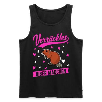 Verrücktes Biber Mädchen - Männer Premium Bio Tank Top - Schwarz - Vorne - Michal (187cm)