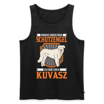 Kuvasz Schutzengel - Männer Premium Bio Tank Top - Schwarz - Vorne - Michal (187cm)