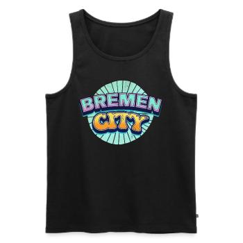 Brême Allemagne City Font Pop Art Comic - Débardeur bio Premium Homme - noir - Devant - Michal (187cm)