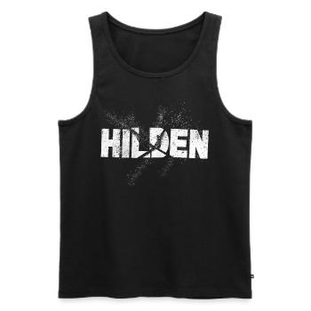 Hilden Germany City Font Grunge Splash - Men's Premium Organic Tank Top - black - Front - AI Model Male 178 light (178cm)